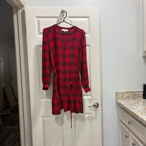 Loft Women's Shimmer Christmas Plaid Pocket Dress - size small